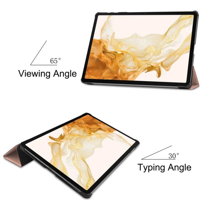 Bild 5,  Galaxy Tab S10 Plus/S9 Plus/S9 FE Plus Fodral Tri-Fold Roséguld