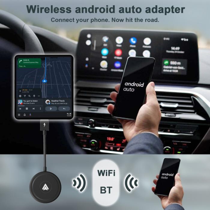 Bild 4,  Trådlös Bluetooth Android Auto Adapter Svart