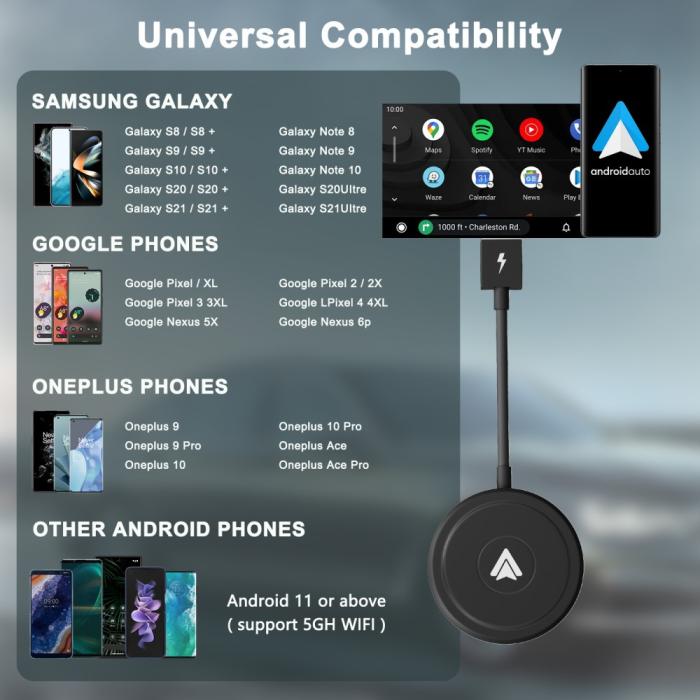 Bild 6,  Trådlös Bluetooth Android Auto Adapter Svart
