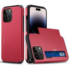  iPhone 15 Pro Max Skal Hybrid Kortfack R&ouml;d