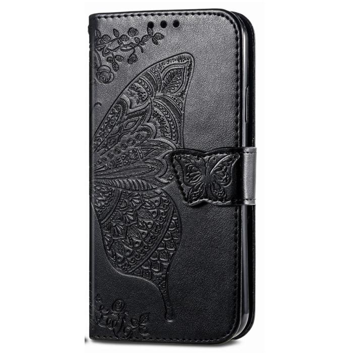 Bild 6,  Xiaomi Redmi Note 14 Pro 5G Fodral Läder Fjäril Tryck Svart