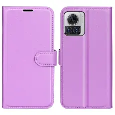  Motorola Edge 30 Ultra 5G Fodral Litchi L&auml;der Lila
