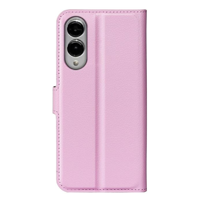 Bild 6,  Samsung Galaxy S25 Edge Fodral Litchi Läder Ljus Rosa
