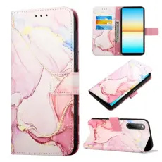  Sony Xperia 10 IV Fodral Marmor Rosa/Guld