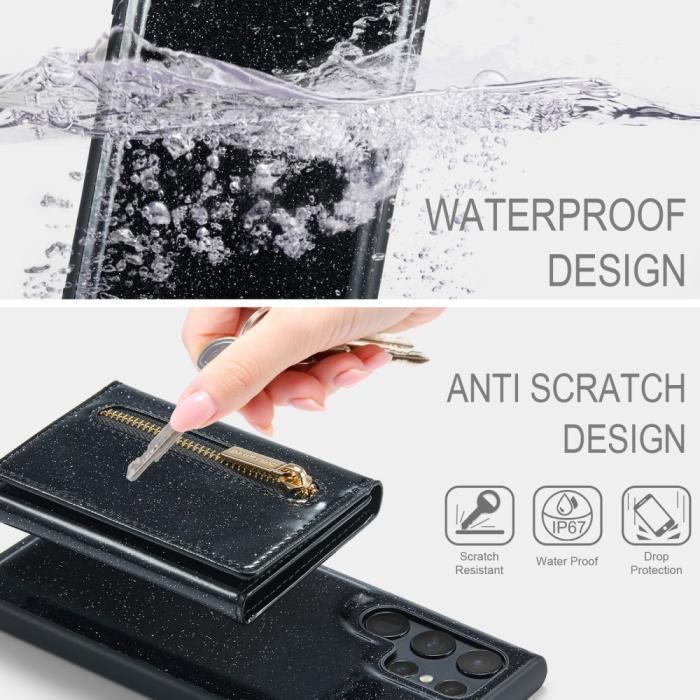Bild 6, DG.MING DG.MING Galaxy S24 Ultra Skal Magnetisk Plånbok Glitter Svart