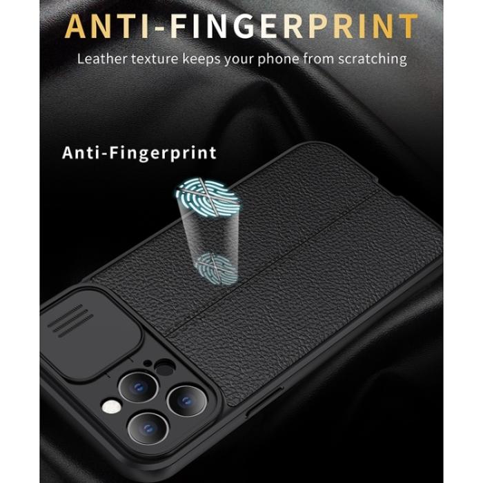 Bild 5,  iPhone 14 Skal Litchi Textur Med Kameraskydd Blå