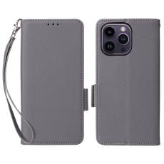  iPhone 15 Plus Fodral Litchi Textur Med Snodd Gr&aring;