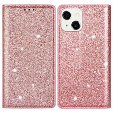  iPhone 15 Plus Fodral Flip Glitter Ros&eacute;guld