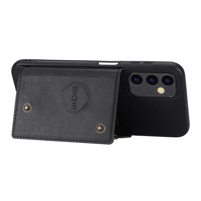 Bild 3,  Galaxy A35 5G Skal Läder Med Kortfack Och Magnet Svart