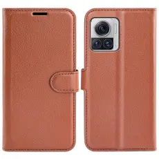  Motorola Edge 30 Ultra 5G Fodral Litchi L&auml;der Brun