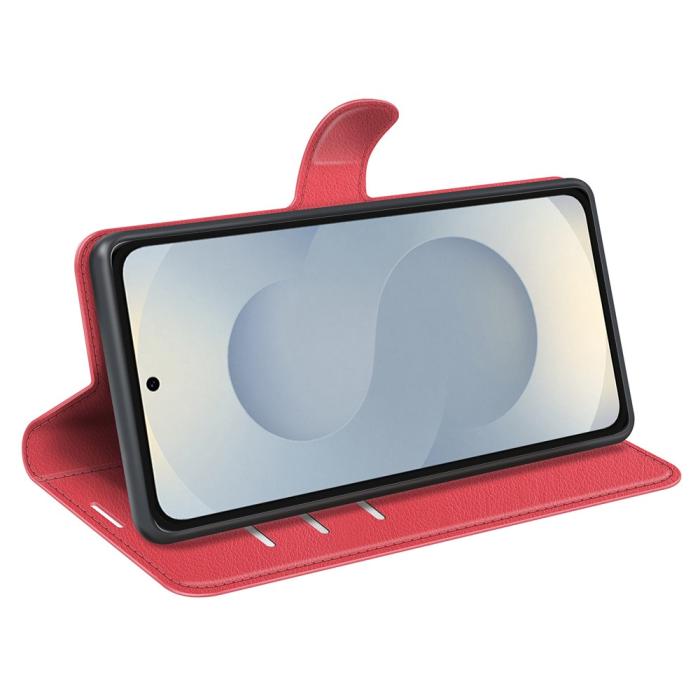 Bild 3,  Samsung Galaxy S25 Edge Fodral Litchi Läder Röd