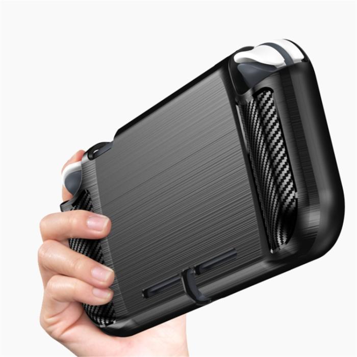 Bild 6,  Nintendo Switch Lite Skal Kolfibertextur TPU Svart