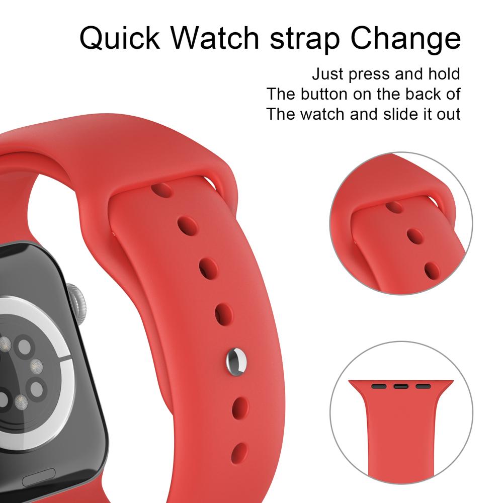 ColorPop Apple Watch 42/44/45/46/49 mm Silikon Armband (M/L) Röd