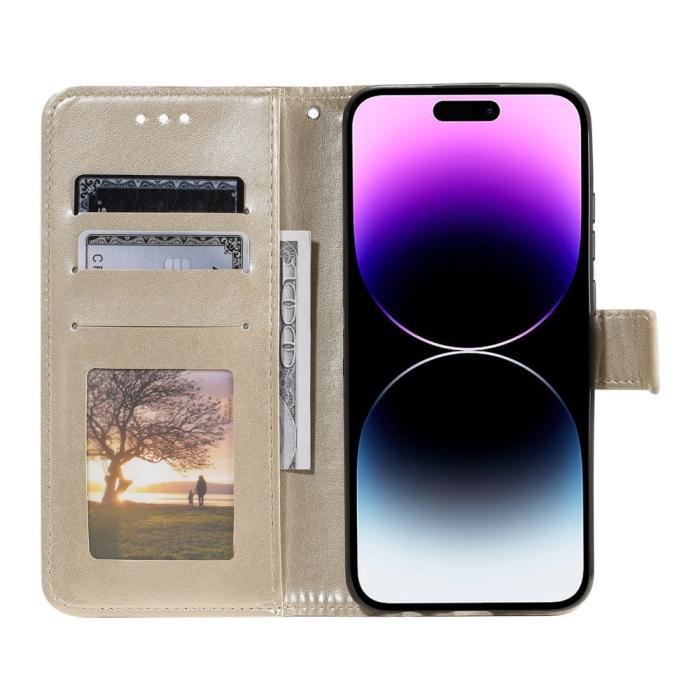 Bild 2,  iPhone 16 Fodral Mandala Läder Guld