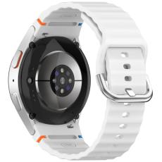  Galaxy Watch 5/5 Pro/6/7/FE Armband Silikon Wave Design Vit