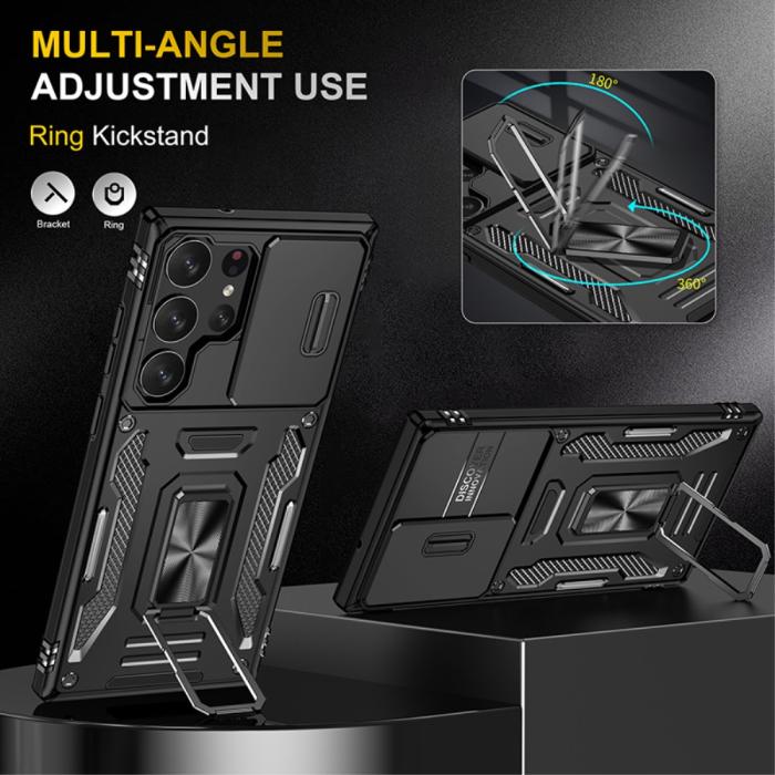 Bild 4,  Samsung Galaxy S23 Ultra Skal Hybrid Ring Armor Svart