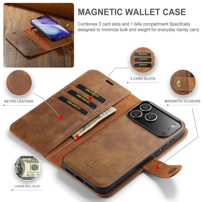 Bild 4, DG.MING DG.MING iPhone 17 Pro 2in1 Magnet Fodral / Skal Brun