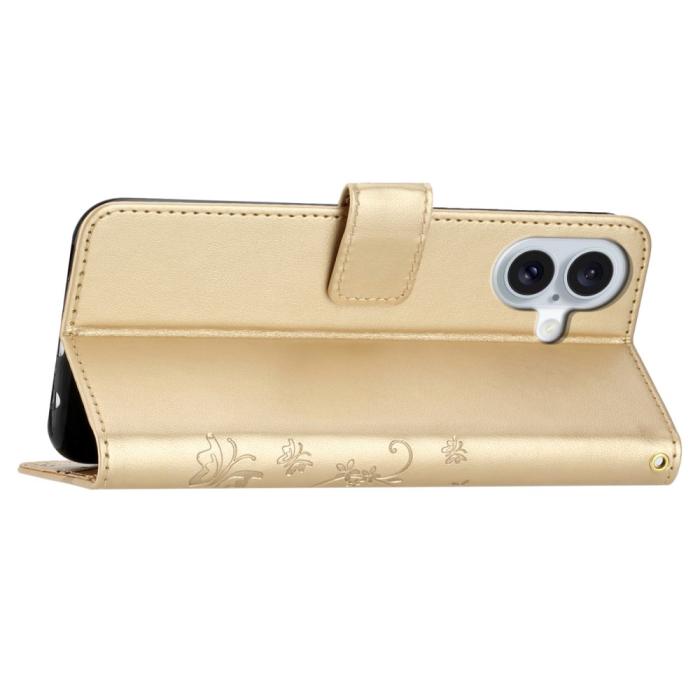 Bild 3,  iPhone 16 Plus Fodral Med Blommigt Tryck Guld