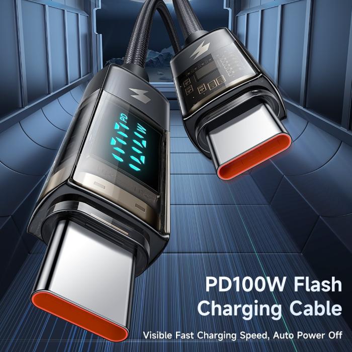 Bild 2, MCDODO Mcdodo 1.2m 100W 5A USB-C - USB-C Auto Off Kabel Svart
