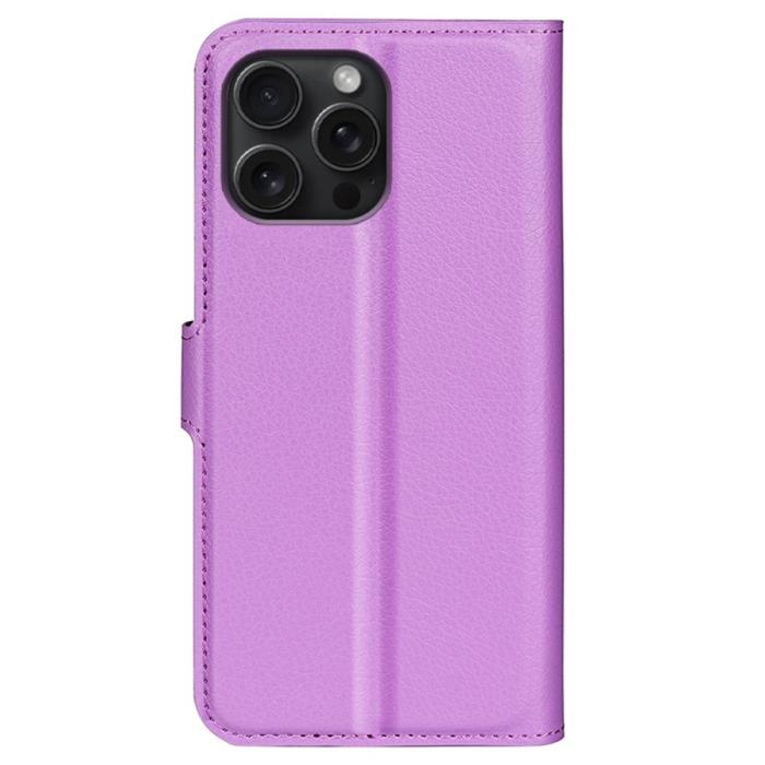 Bild 6,  iPhone 16 Pro Fodral Litchi Läder Lila