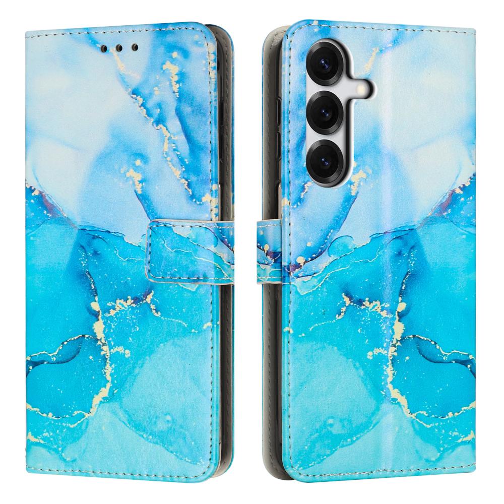  Samsung Galaxy S26 Plus Fodral Läder Marmor Blå / Grön