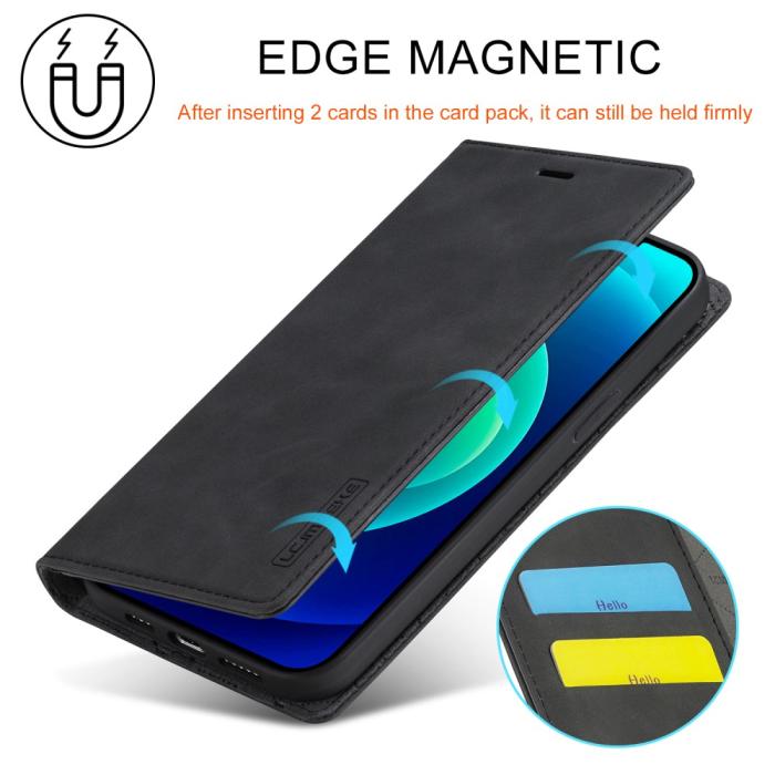 Bild 5, LC.IMEEKE LC.IMEEKE iPhone 15 Plus Fodral Flip Läder Svart