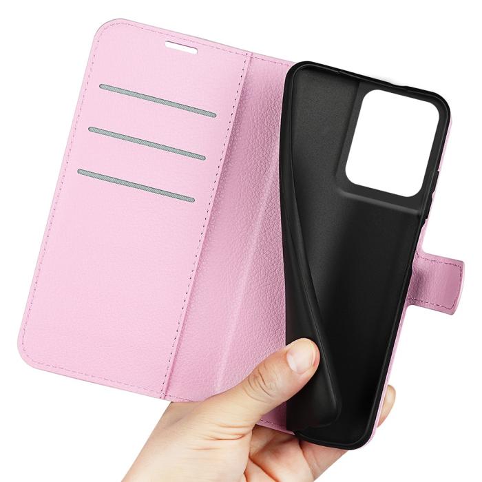 Bild 4,  Motorola Edge 50 Pro 5G Litchi Läder Fodral Ljus Rosa