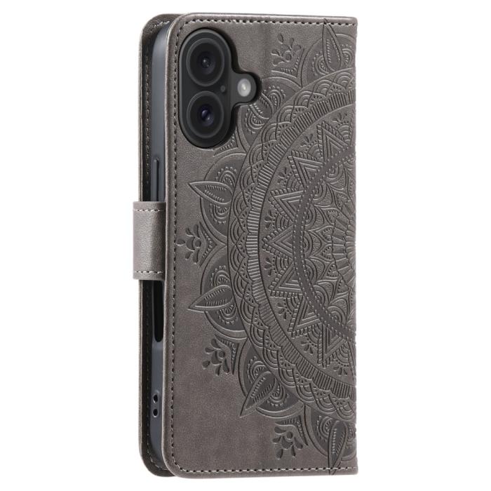 Bild 6,  iPhone 16 Fodral Mandala Läder Grå