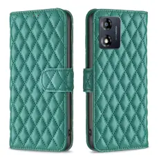  Motorola Moto E13 Fodral Diamond L&auml;der Gr&ouml;n