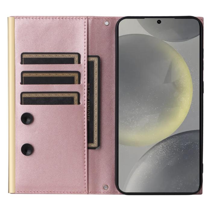 Bild 2,  Samsung Galaxy S25 Plus Fodral Rhombus Läder Roséguld