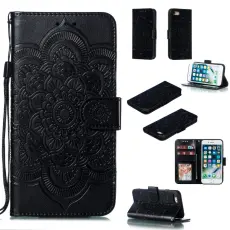  iPhone 7/8/SE (2020/2022) - Mandala Pl&aring;nboksfodral - Svart