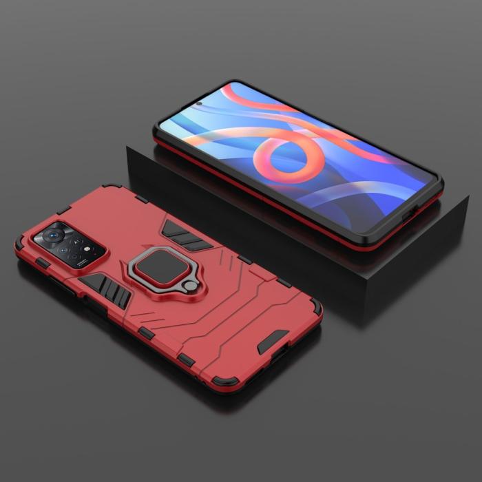 Bild 5,  Xiaomi Redmi Note 11 Pro 5G Skal Armor Hybrid Ring Röd