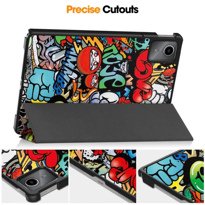 Bild 6,  Lenovo Tab M11 Fodral Tri-Fold Läder Graffiti