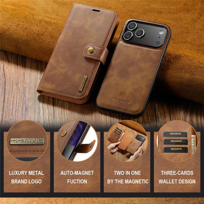 Bild 6, DG.MING DG.MING iPhone 17 Pro 2in1 Magnet Fodral / Skal Brun