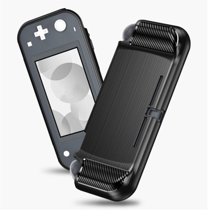 Bild 2,  Nintendo Switch Lite Skal Kolfibertextur TPU Röd