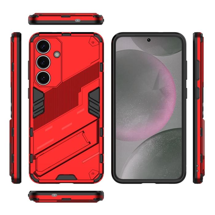 Bild 5,  Samsung Galaxy S25 Skal Kickstand Hybrid Armor Röd