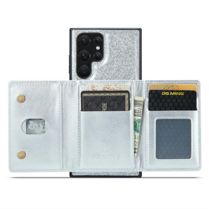 Bild 4, DG.MING DG.MING Galaxy S24 Ultra Skal Magnetisk Plånbok Glitter Silver