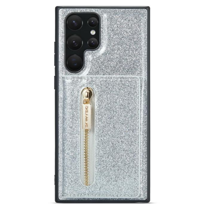 Bild 5, DG.MING DG.MING Galaxy S24 Ultra Skal Magnetisk Plånbok Glitter Silver