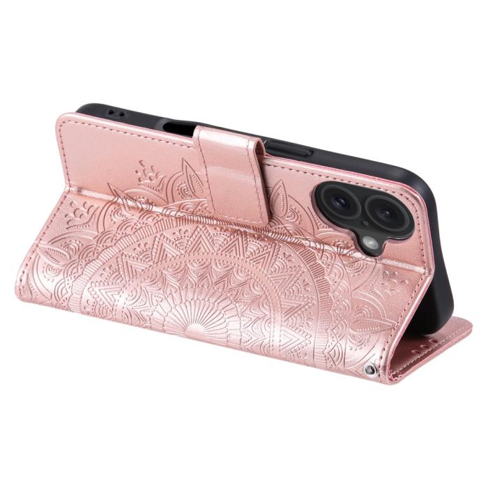 Bild 4,  iPhone 16 Fodral Mandala Läder Roséguld