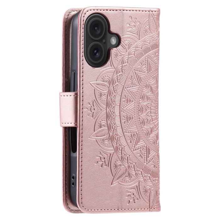 Bild 6,  iPhone 16 Fodral Mandala Läder Roséguld