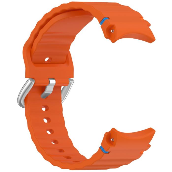 Bild 3,  Galaxy Watch 5/5 Pro/6/7/FE Armband Silikon Wave Design Orange