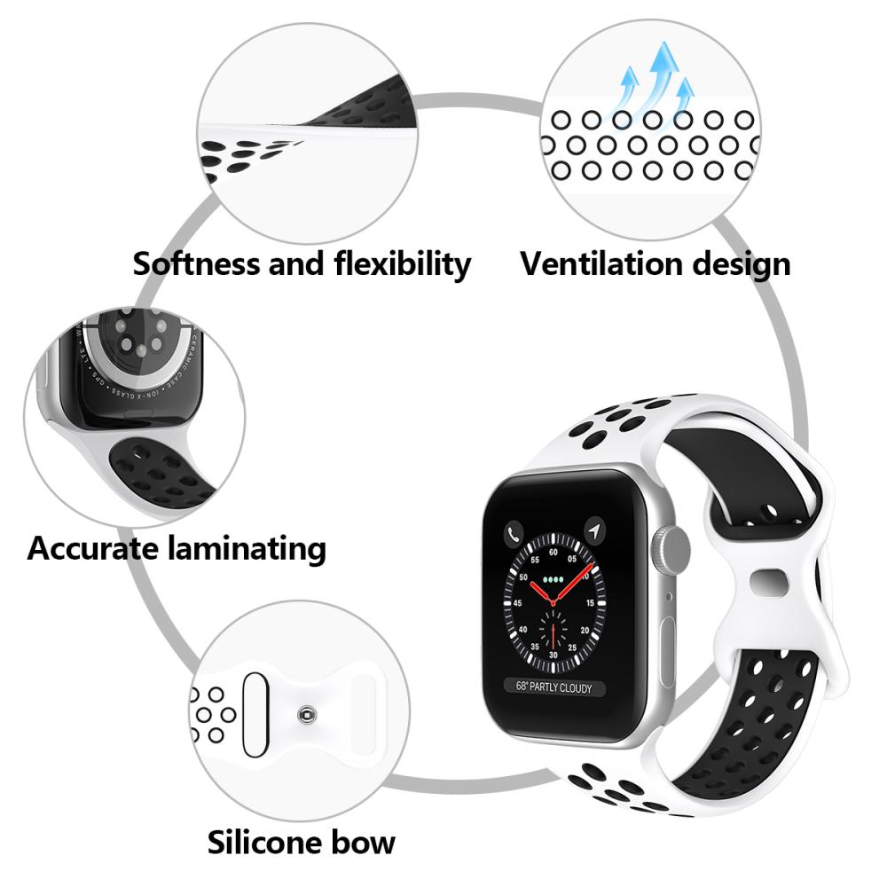 ColorPop Sportarmband Dual-Color Apple Watch 42/44/45/46/49 mm (M/L) Vit/Svart