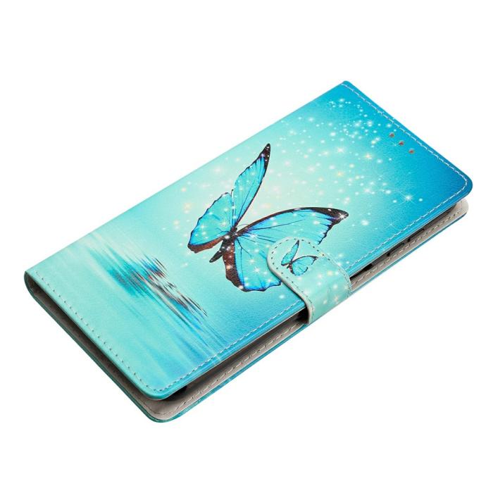 Bild 3,  Samsung Galaxy A27 5G Fodral Läder Fjäril Blå