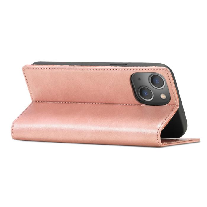 Bild 4, LC.IMEEKE LC.IMEEKE iPhone 15 Plus Fodral Flip Läder Roséguld