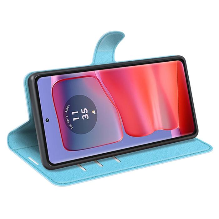 Bild 3,  Motorola Edge 50 Pro 5G Litchi Läder Fodral Ljus Blå