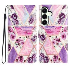  Samsung Galaxy A27 5G Fodral L&auml;der Blommor Rosa/Lila