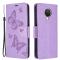 Nokia G10 / G20 Fodral Tryckt Butterfly Läder Lila