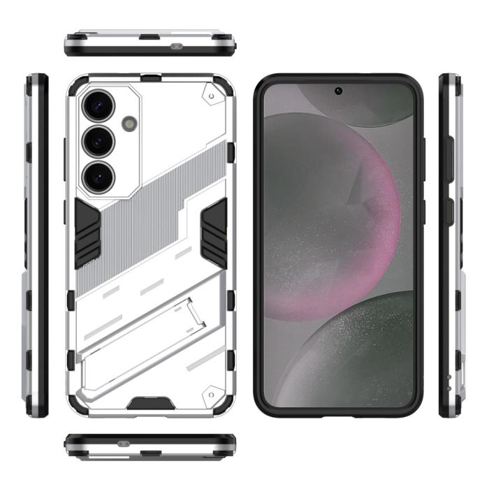 Bild 5,  Samsung Galaxy S25 Skal Kickstand Hybrid Armor Vit