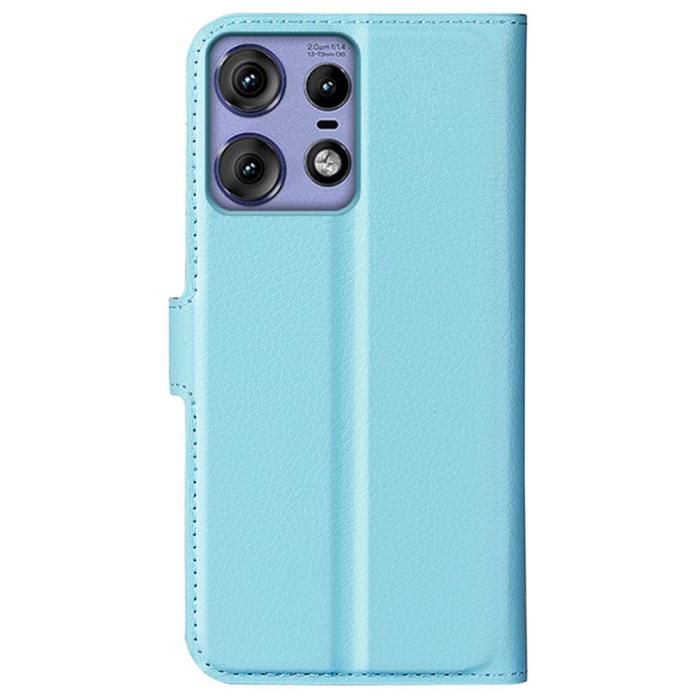 Bild 6,  Motorola Edge 50 Pro 5G Litchi Läder Fodral Ljus Blå