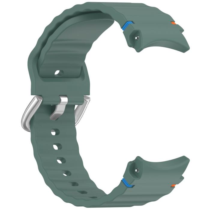 Bild 3,  Galaxy Watch 5/5 Pro/6/7/FE Armband Silikon Wave Design Grön